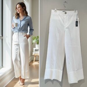 NWT! High-Waisted, Wide-Leg White Trousers